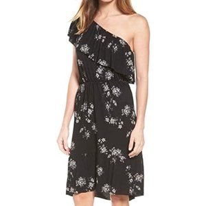 Lucky Brand NEW Women's Botanical One-Shoulder Ruffle Knit Dress Black Floral XL